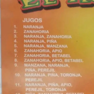 List of juices they make