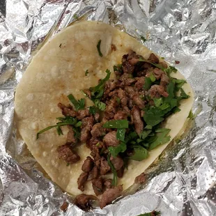 This is the steak street taco with cilantro and lime juice.(I for went the onions, due to onions giving me heartburn).