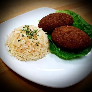 Kibbeh croquettes with a side of rice-vermicelli