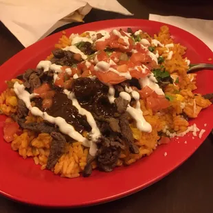 Steak burrito bowl.