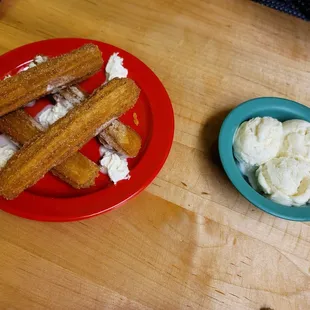 Churros with ice cream