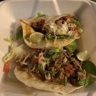 Tacos al pastor &amp; carnitas.