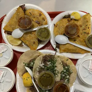 plates of food on a tray