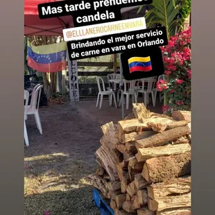 a pile of wood