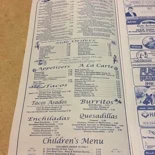 menu