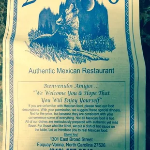 Menu front