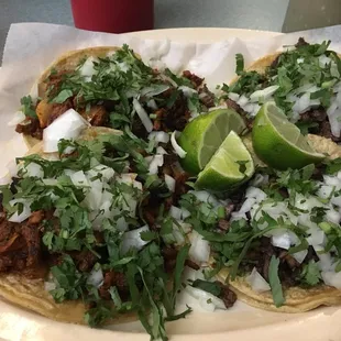 More tacos. The al pastor are flavorful and go very well with the sautéed onion inside.