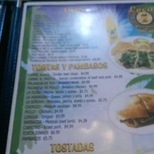 menu, tacos
