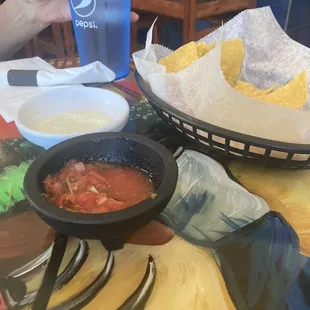 Chips, salsa, and mayonnaise