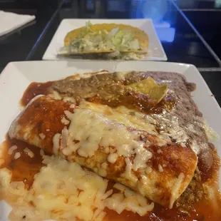 Beef Burrito served with Rice and Beans  Lunch No. 11