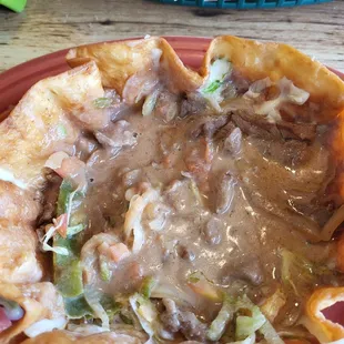 Fajita Taco salad that became way too watery to enjoy.