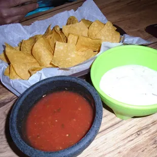Chips &amp; dips - boring &amp; watery.