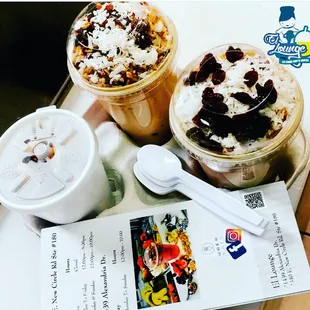 two drinks and a menu on a table