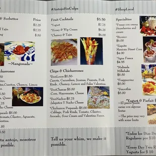 a menu for a restaurant