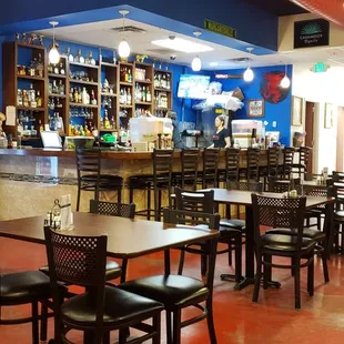 Inside. The bar.