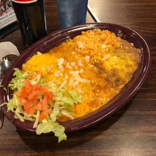 Combination enchilada plate.