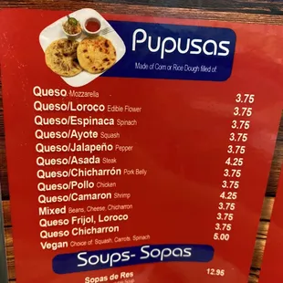 a menu for a mexican restaurant
