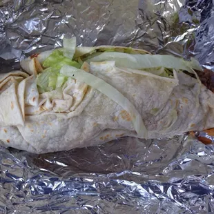 Carne asada burrito. So big it can&apos;t be closed.