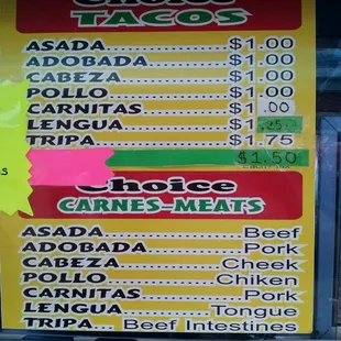 a menu for a mexican restaurant