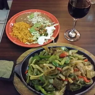 Veggie Fajitas w/Nopal (cactus) instead of mushrooms