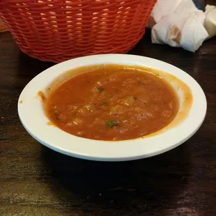 The hot salsa is quite good.