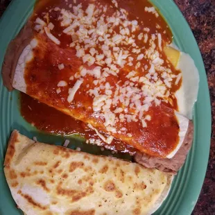 Vegetarian Option: Bean burrito, cheese enchilada and cheese quesadilla