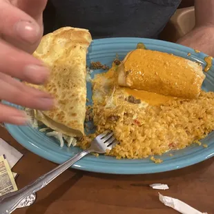 One of the combos with a quesadilla, burrito and taco? My husbands dish :)