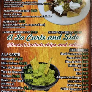 Menu 4/2021 - Appetizers &amp; A la Carte and Sides