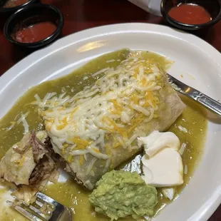 Big Burrito with green chili sauce to die for