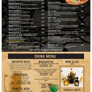 a menu for a mexican restaurant