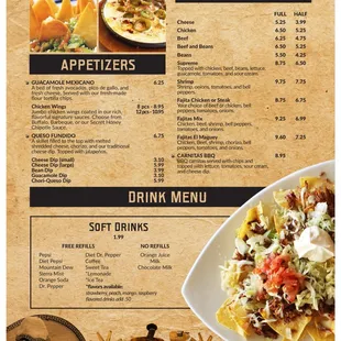menu, nachos