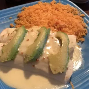 Chicken and avocado enchiladas