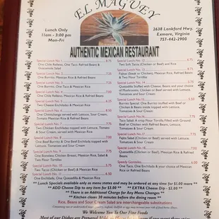 menu