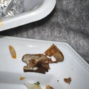 Bones from the meat in tacos