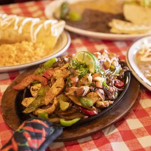 plates of mexican food on a table