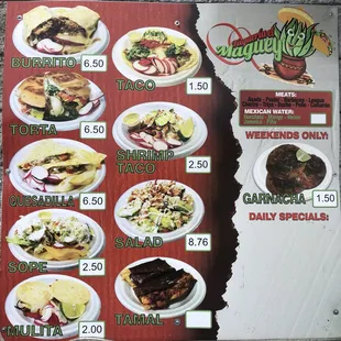 a menu for a mexican restaurant