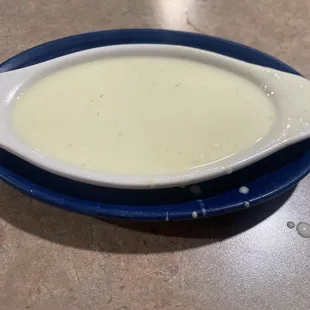 a bowl of soup on a table