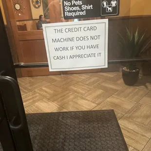 a sign on the door of a business