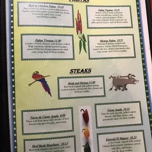 a menu for a restaurant