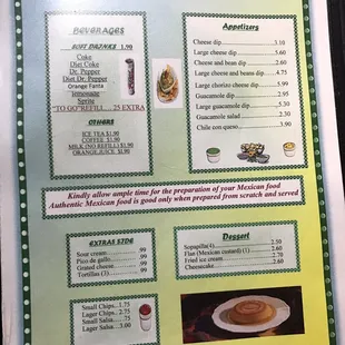 a menu for a restaurant