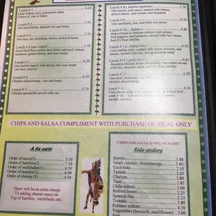 a menu for a mexican restaurant