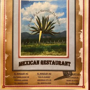 Menu cover