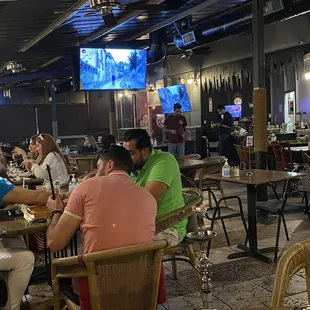 Inside the restaurant and hookah area