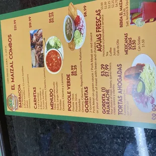 Part of the menu plates etc