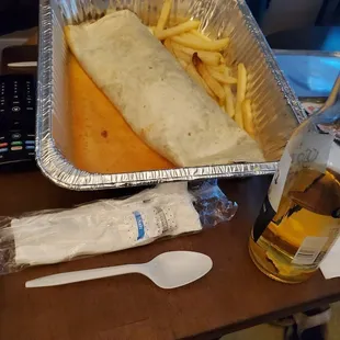 Giant California burrito! This is a large serving tray.