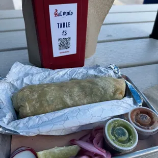 Chicken burrito that I have claimed as my dependent.