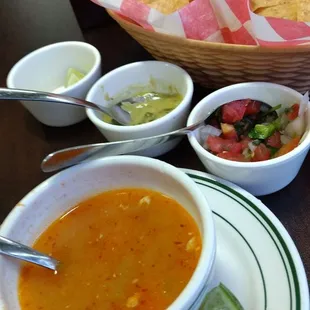 Chips, salsa and soup