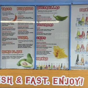 Menu - $10 minimum for credit cards