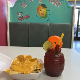 Michelada and Nachos
