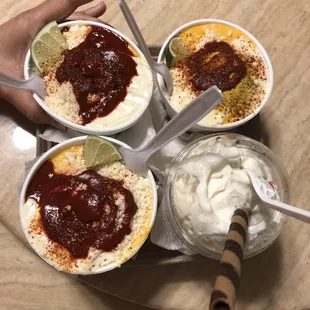 four bowls of food